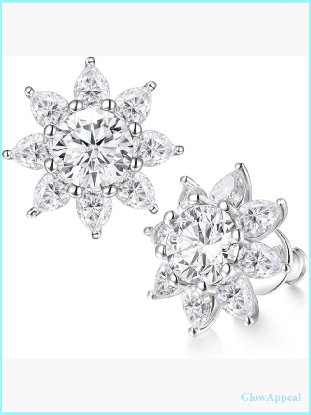 Flower Moissanite Stud Earrings 4.2ct 925 Sterling Silver Sparkle